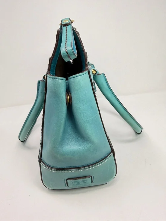 Coach Hampton Carry All Leather Satchel Handbag Turquoise Blue 11047-April 2007 - Picture 12 of 16